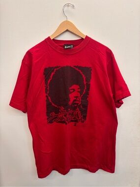Y2K ‘05 Jimi Hendrix  Mens Small Graphic T-Shirt Band Tee Red Admit One